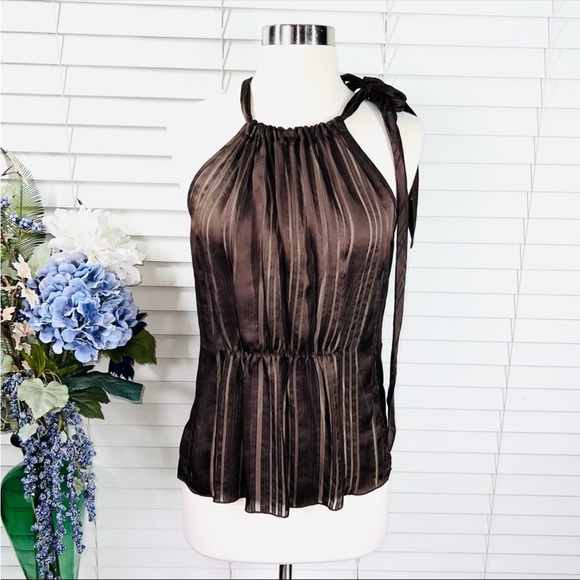 GORGEOUS Trina Turk 100% Silk Top, Like New, Size M - Beautiful Rich Brown! - Picture 2 of 6